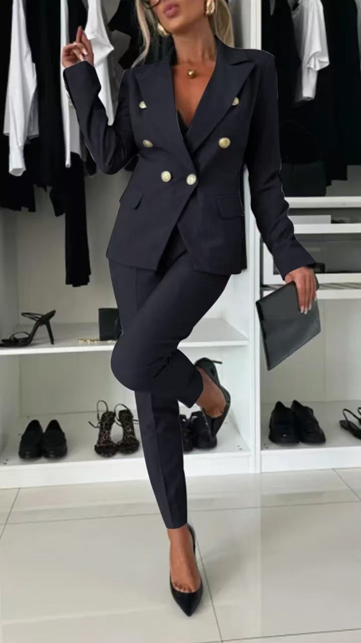 Lapel Button-down Jacket and Slim-fit Trousers