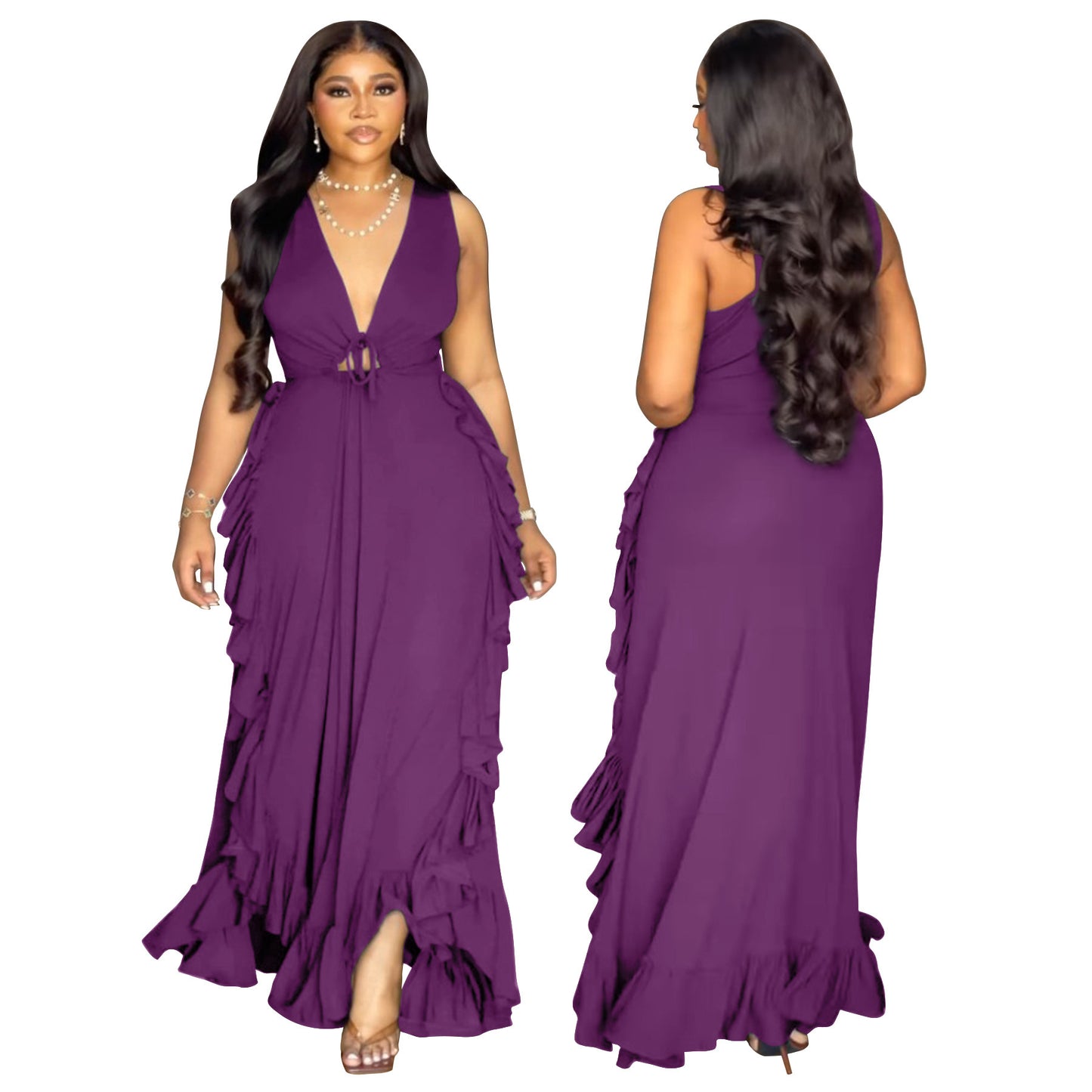 Ruffled High Waist Crop-top Spaghetti-strap