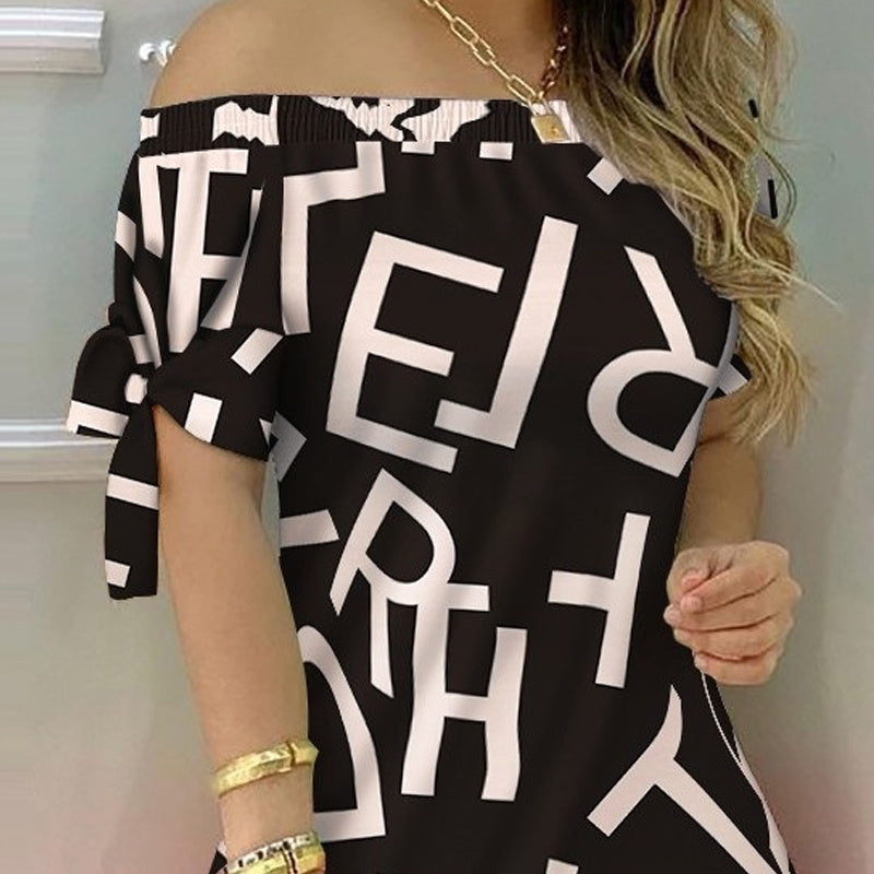 Off-Shoulder Slim Dress with Elegant Knot