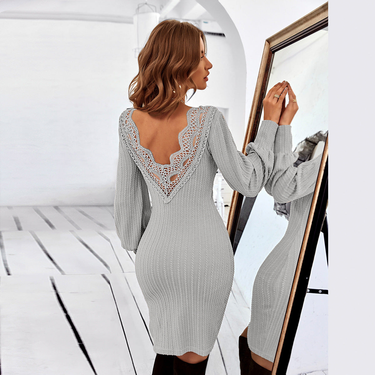 Women's Autumn And Winter Skinny Knit Dress