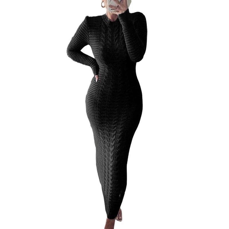Twist long sleeve wool dress
