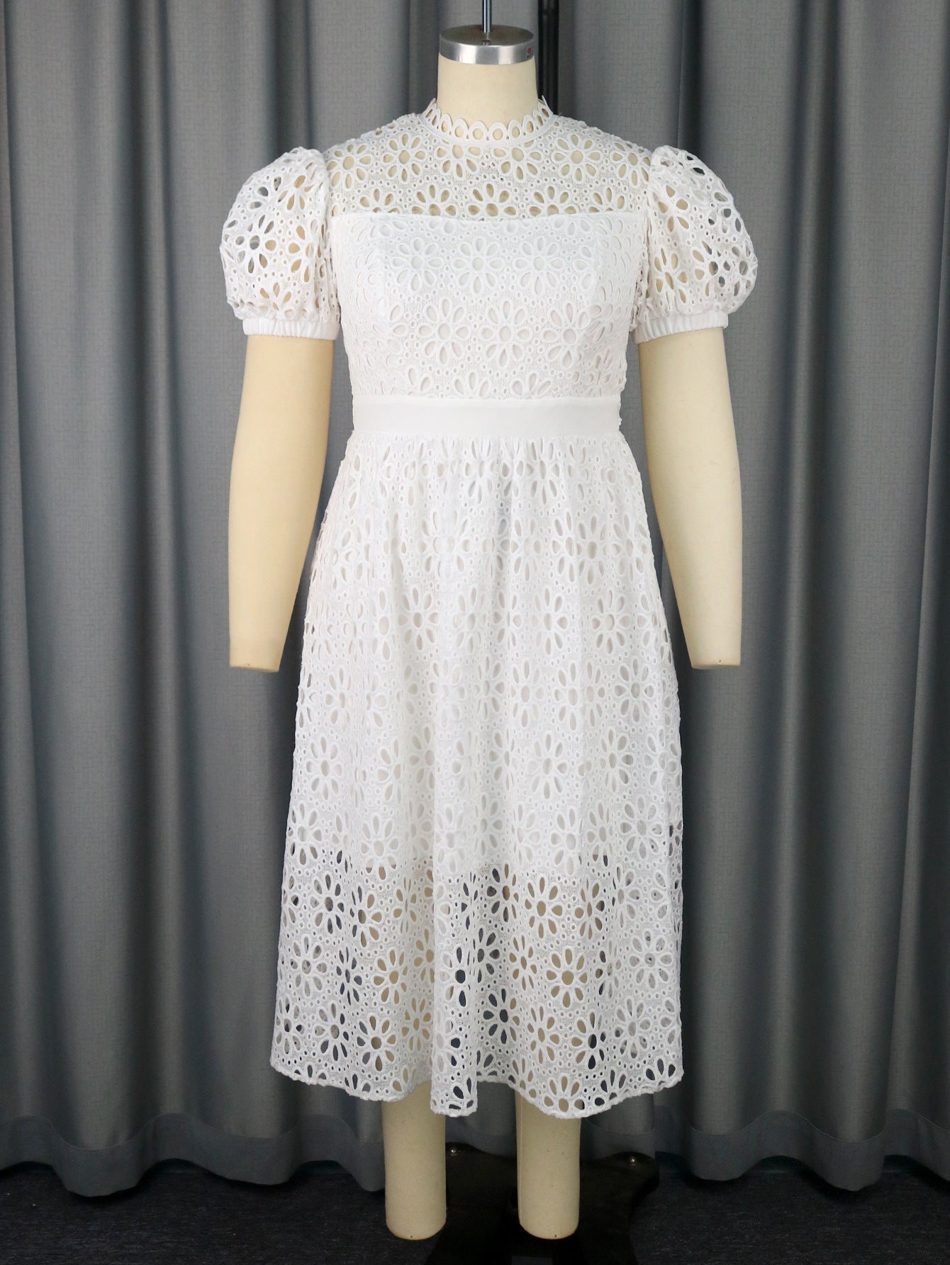 Puff Sleeve Lace Banquet Holiday Dress
