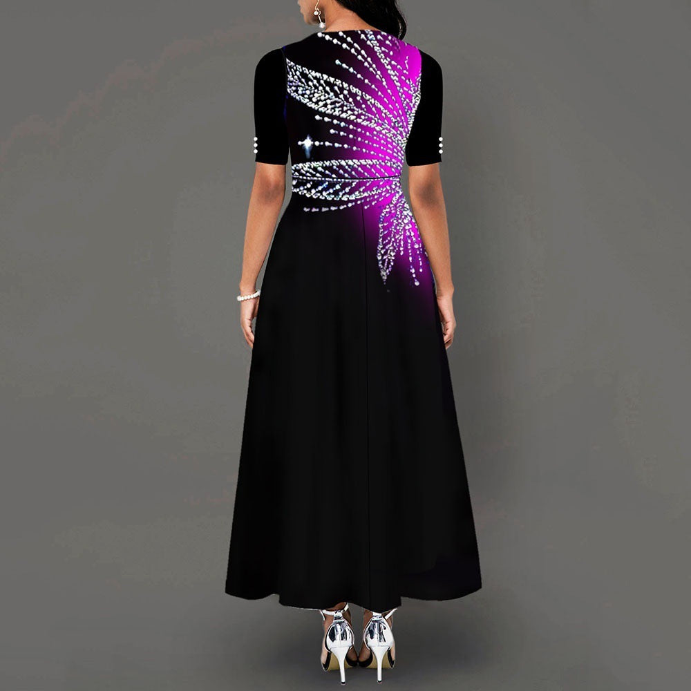 Button Round Neck A-line Dress