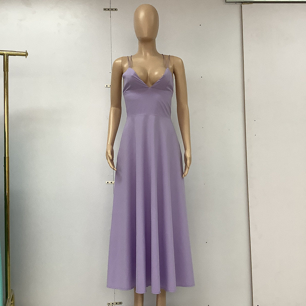 Summer V-neck Suspender Dress