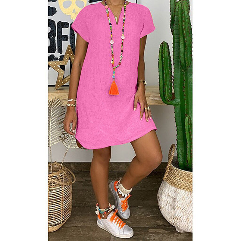 V Neck Short Sleeve Dresses