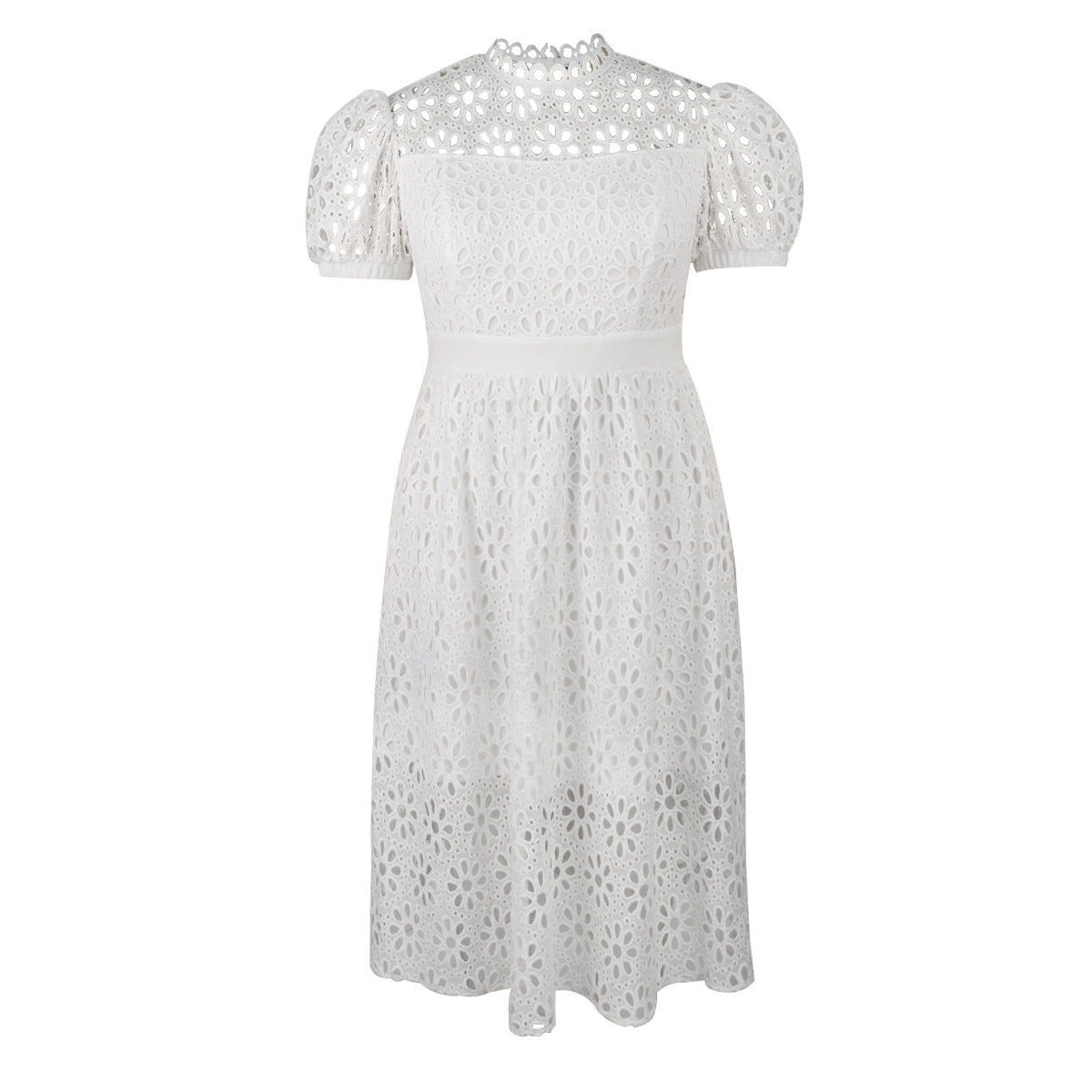 Puff Sleeve Lace Banquet Holiday Dress