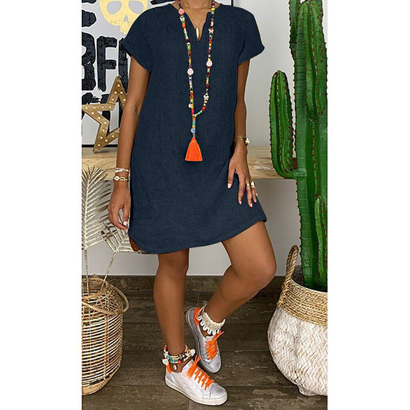 V Neck Short Sleeve Dresses