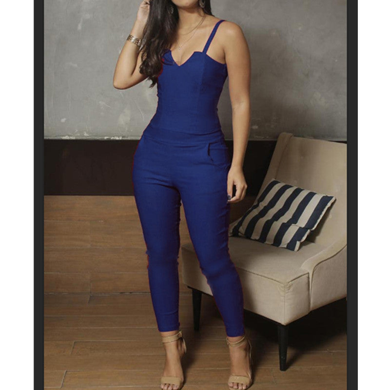 Jumpsuit Black Elegant Sleeveless Party Night Sexy Spring Long Pants