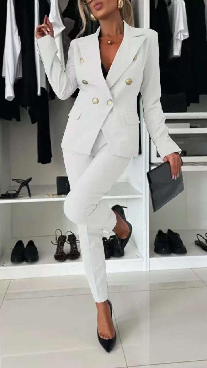 Lapel Button-down Jacket and Slim-fit Trousers