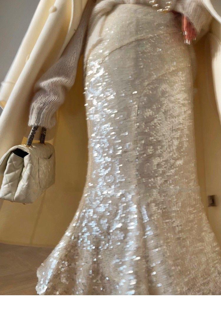Sequined Fishtail Vintage Skirt