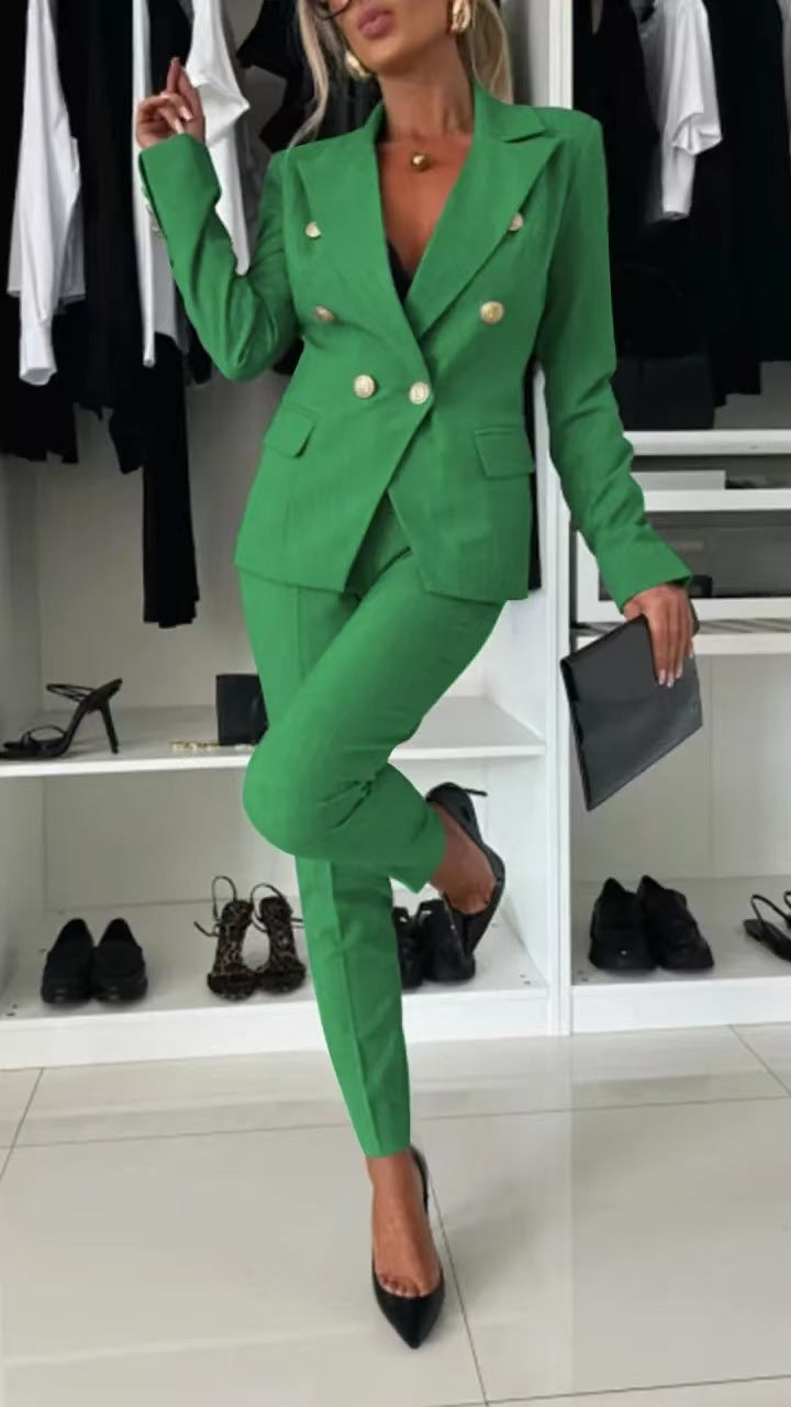 Lapel Button-down Jacket and Slim-fit Trousers