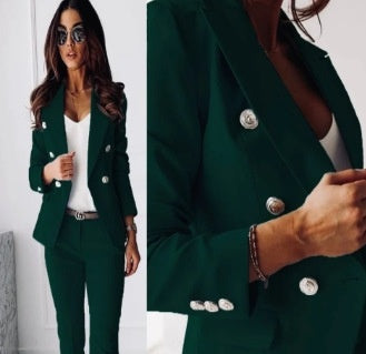 Lapel Button-down Jacket and Slim-fit Trousers