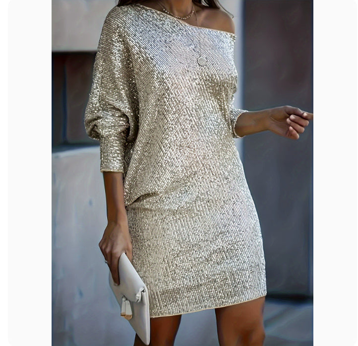 Sequins Dress Long-sleeved Dresses