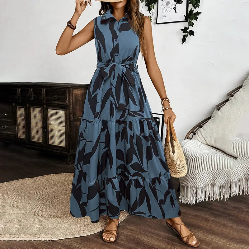 Sleeveless Boho Floral Maxi Dress