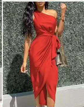 Dresses with slanting shoulder straps