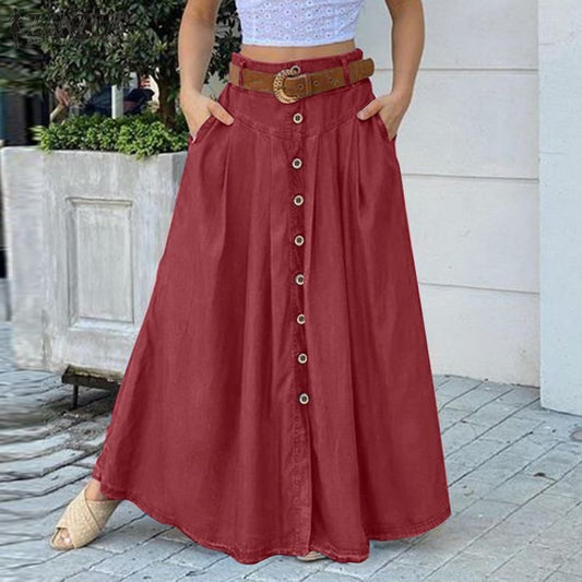 Women's Skirt High Waist Solid Long