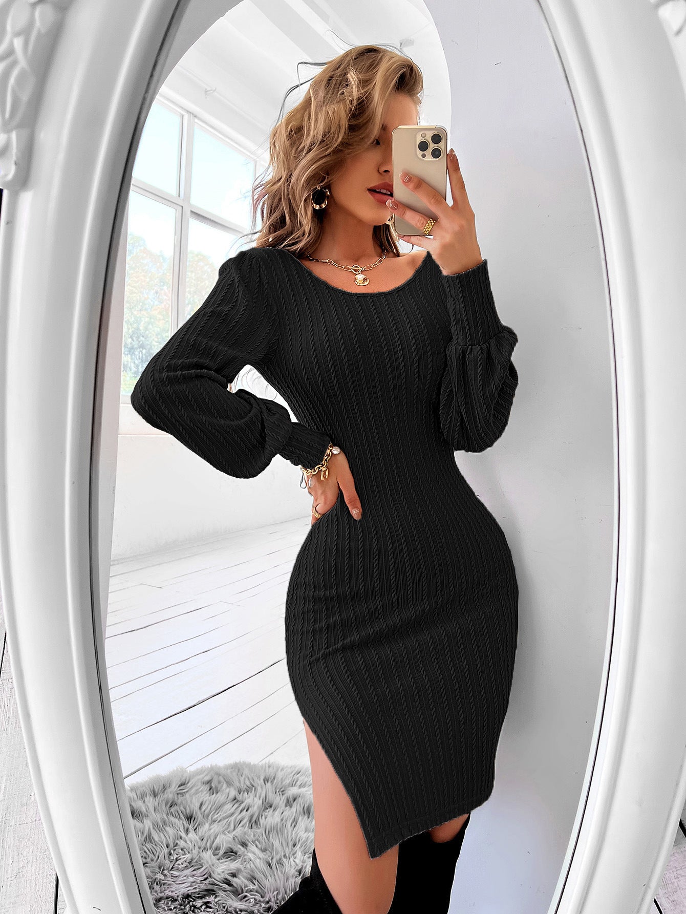 Women's Autumn And Winter Skinny Knit Dress