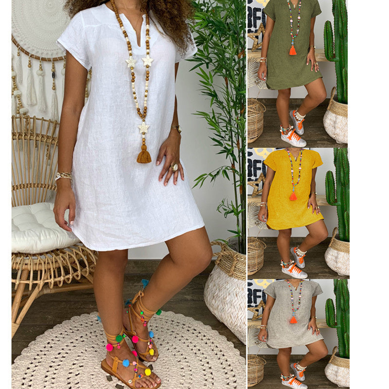 V Neck Short Sleeve Dresses