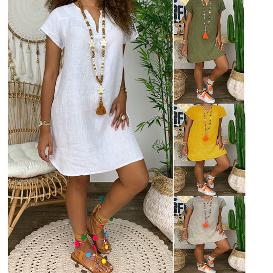 V Neck Short Sleeve Dresses