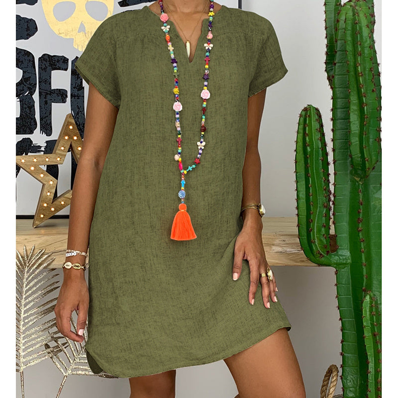 V Neck Short Sleeve Dresses