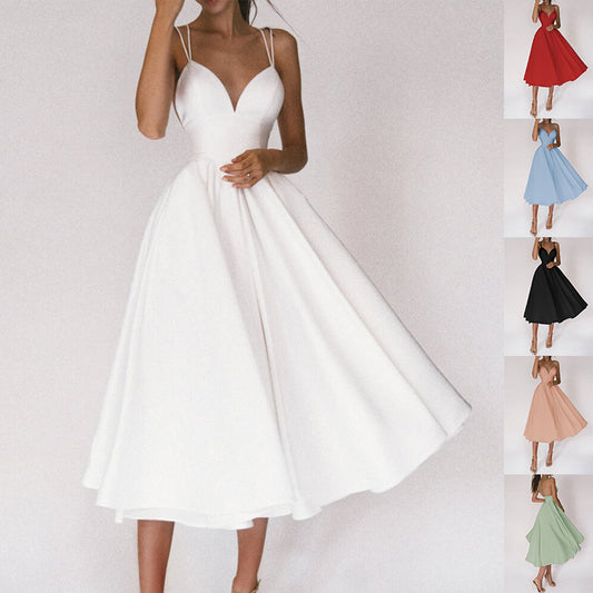 Summer V-neck Suspender Dress