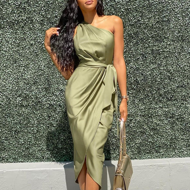 Dresses with slanting shoulder straps