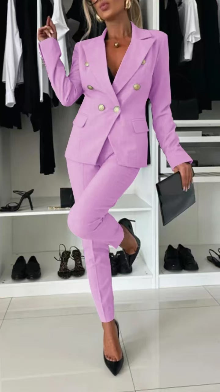 Lapel Button-down Jacket and Slim-fit Trousers