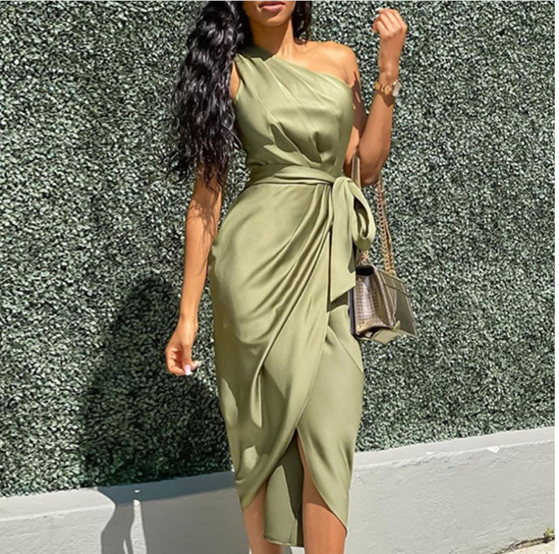 Dresses with slanting shoulder straps
