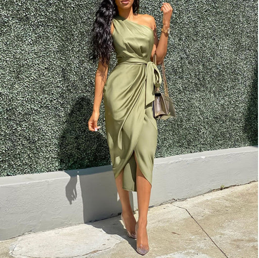 Dresses with slanting shoulder straps