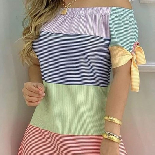 Off-Shoulder Slim Dress with Elegant Knot