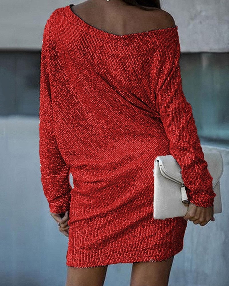 Sequins Dress Long-sleeved Dresses