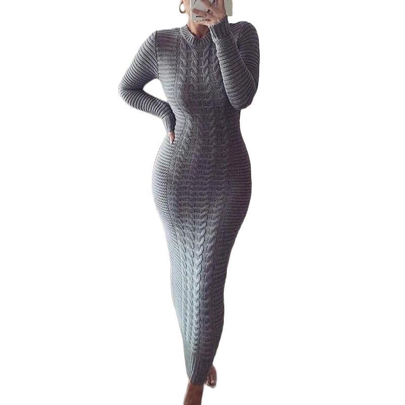 Twist long sleeve wool dress