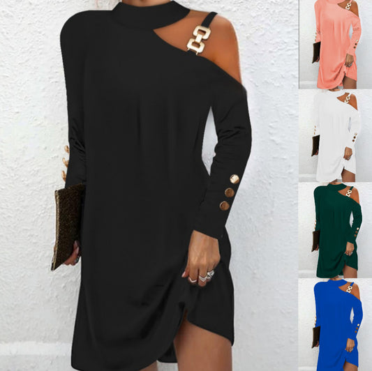 Metal Buckle Halter Dress