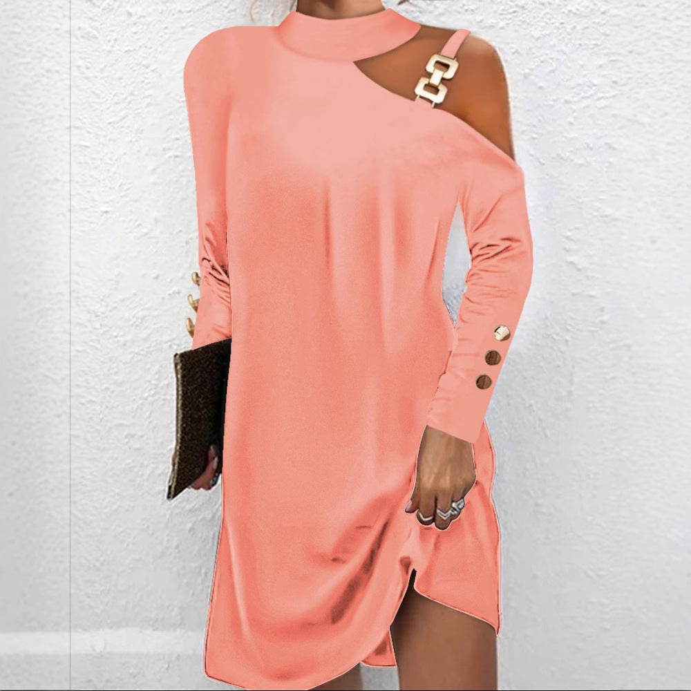 Metal Buckle Halter Dress