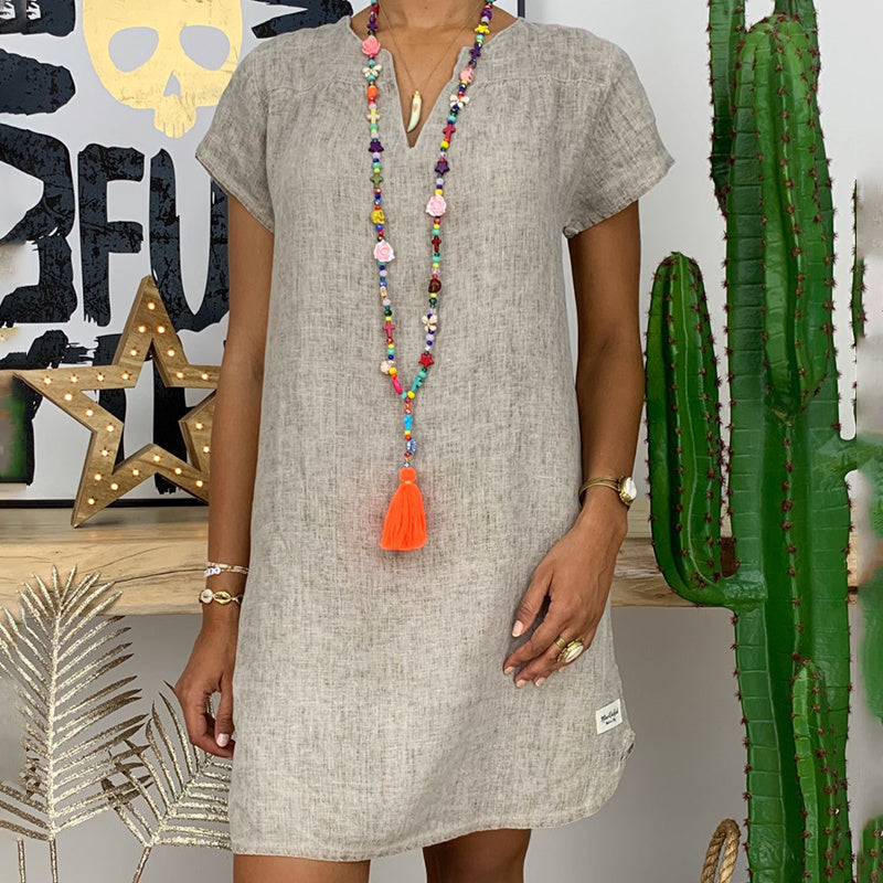 V Neck Short Sleeve Dresses