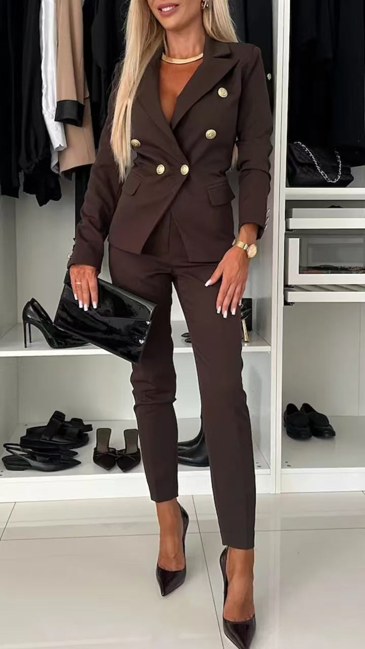 Lapel Button-down Jacket and Slim-fit Trousers