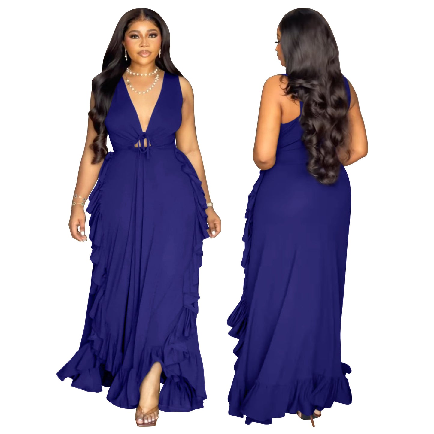 Ruffled High Waist Crop-top Spaghetti-strap
