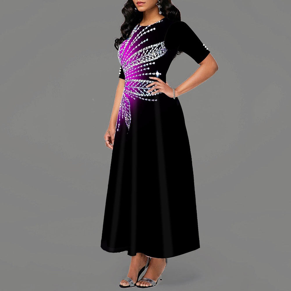 Button Round Neck A-line Dress