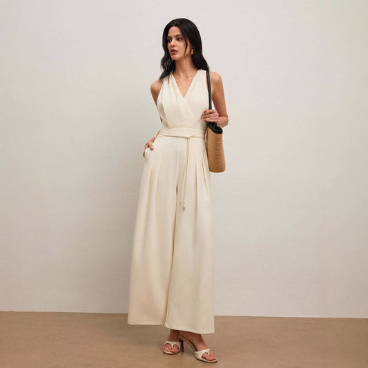 V-neck Sleeveless Fashion Casual Jumpsuit