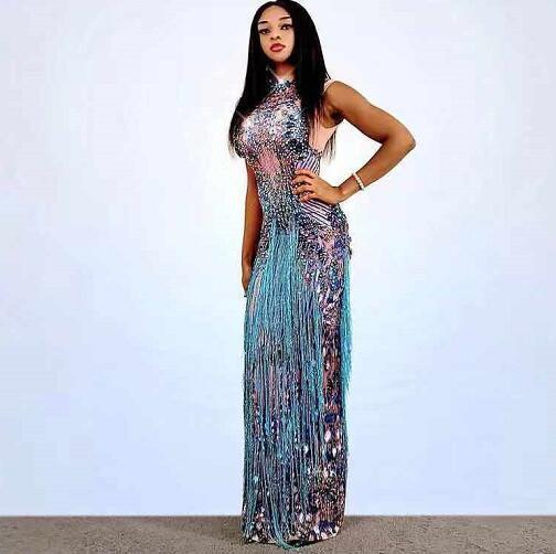 Cross-border Blue Tight-fitting Dresses