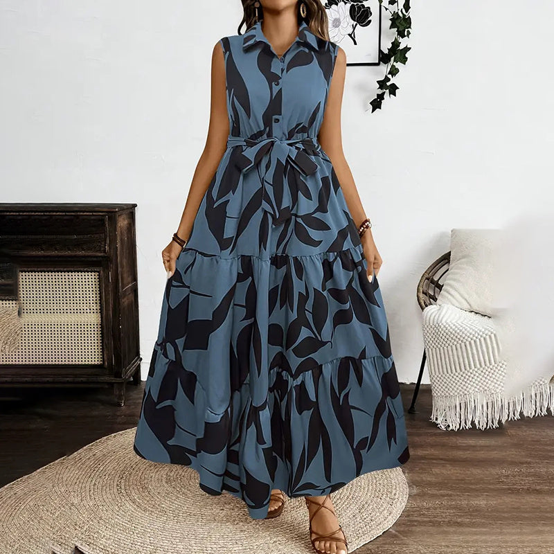 Sleeveless Boho Floral Maxi Dress