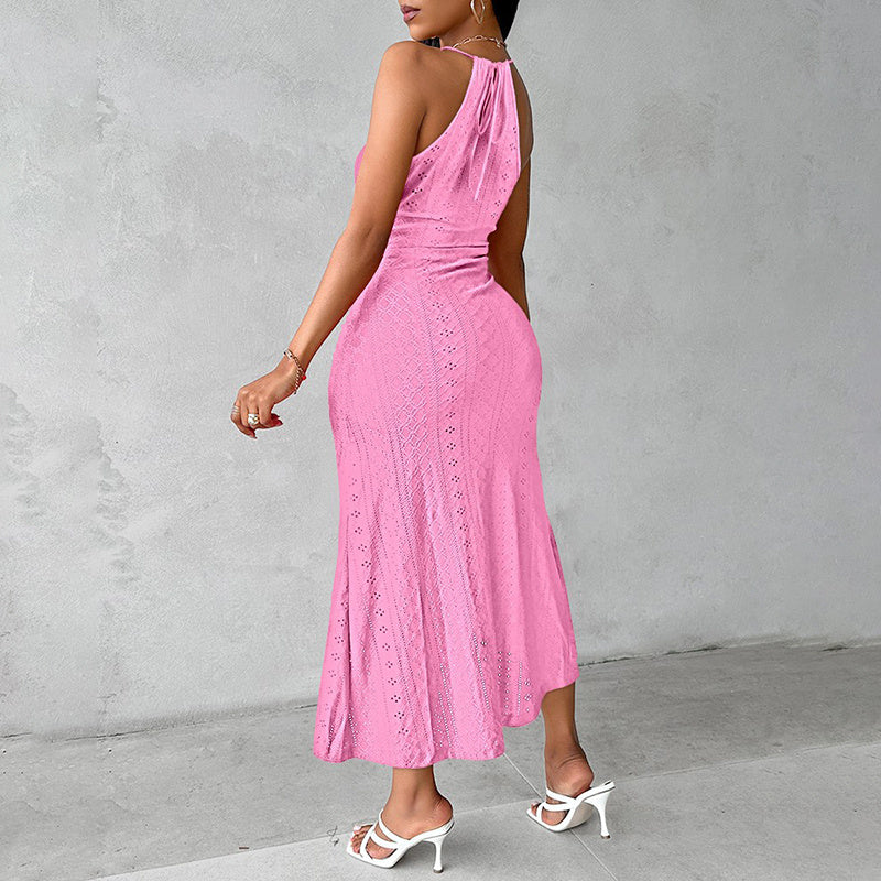 Halter Neck Ruche Bodycon Midi Dress