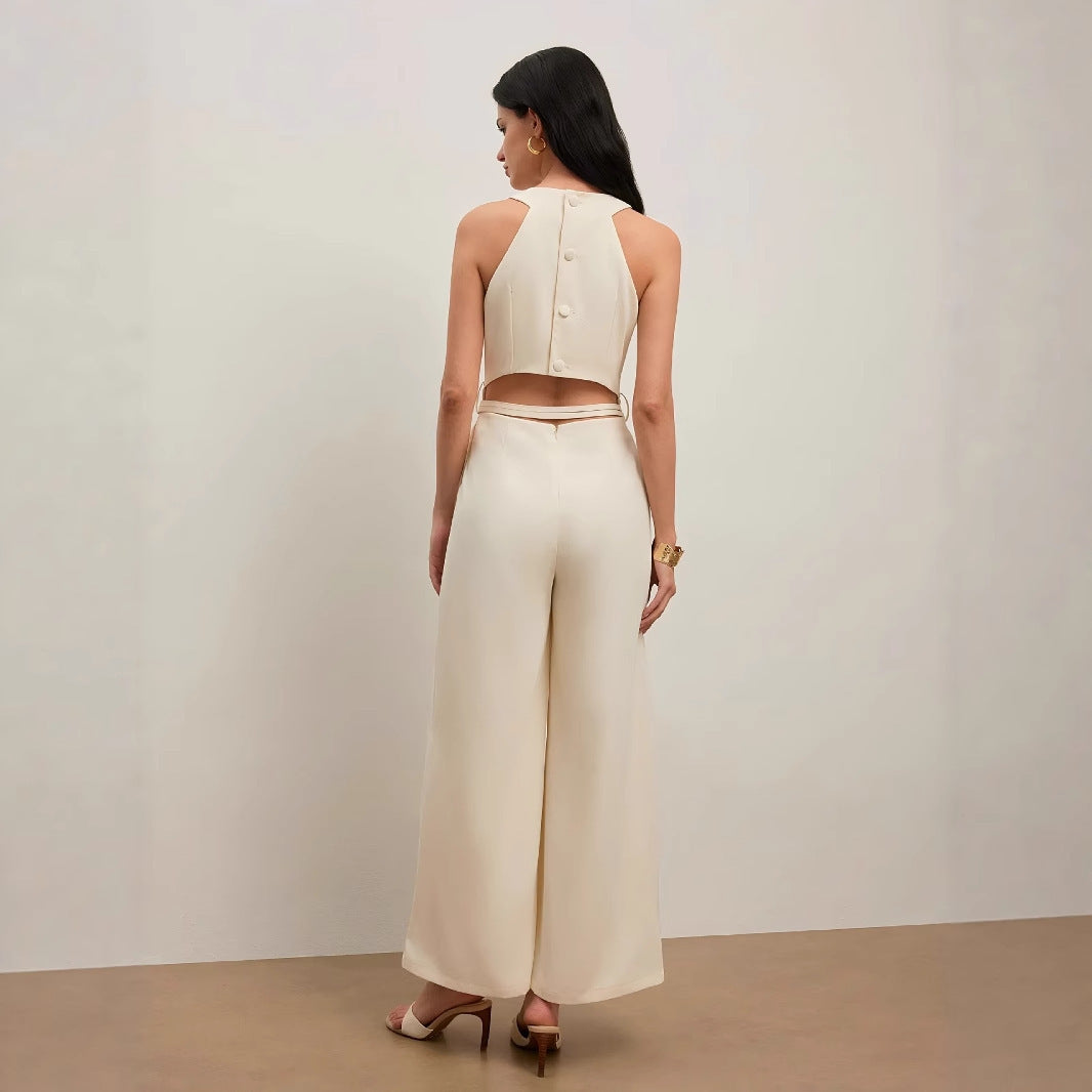 V-neck Sleeveless Fashion Casual Jumpsuit