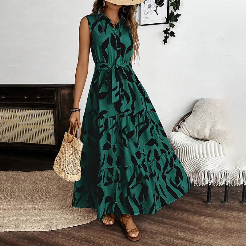 Sleeveless Boho Floral Maxi Dress