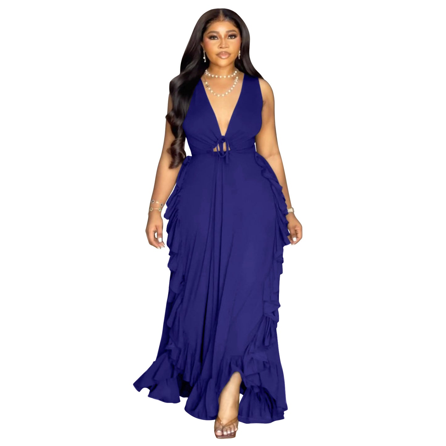 Ruffled High Waist Crop-top Spaghetti-strap