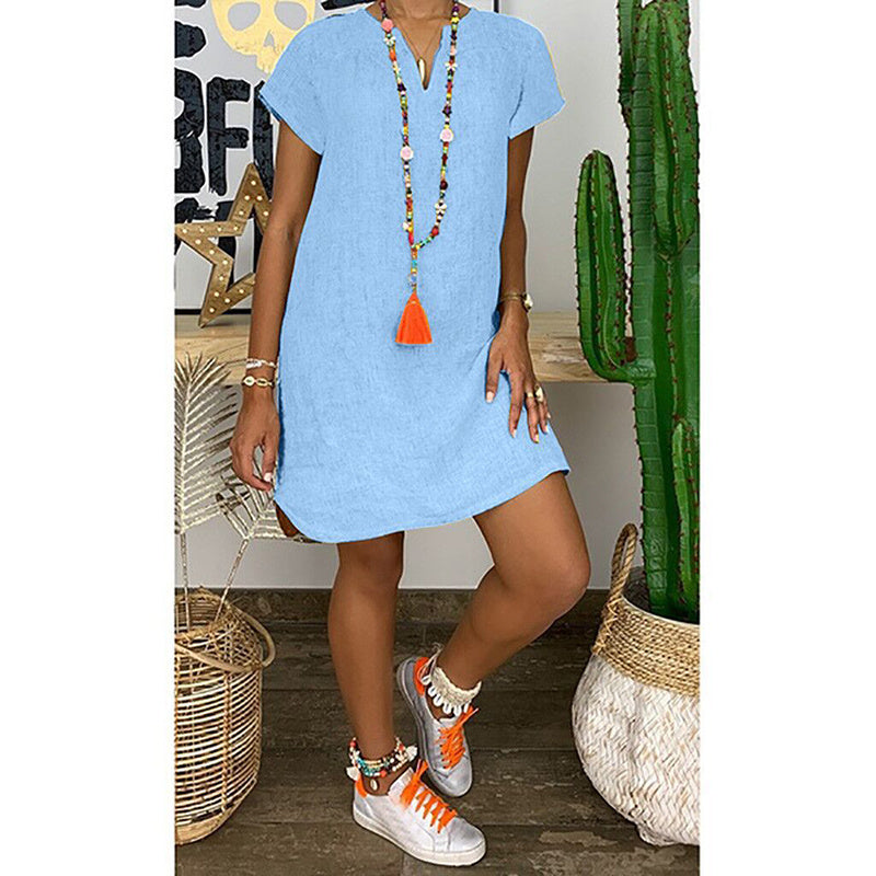 V Neck Short Sleeve Dresses