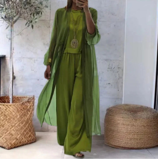 Elegant Solid Color Three-piece Suit