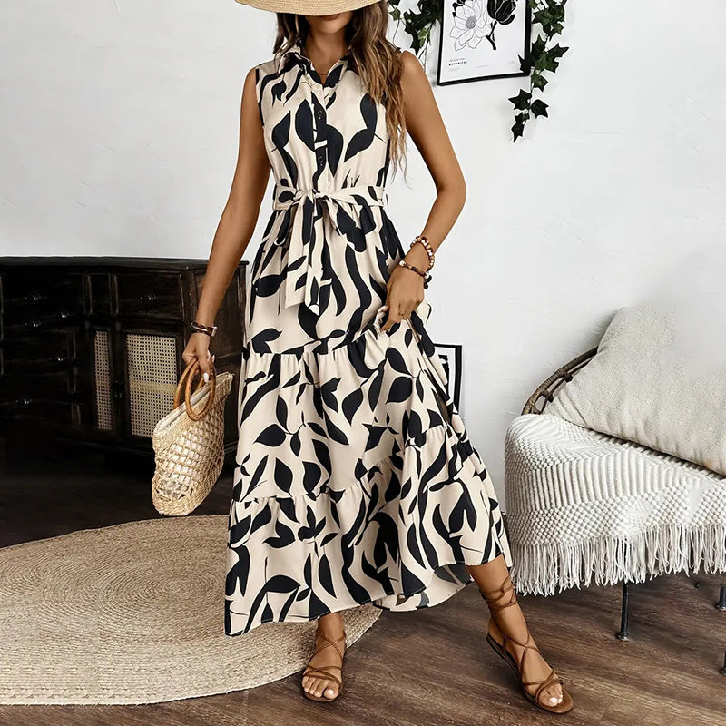 Sleeveless Boho Floral Maxi Dress