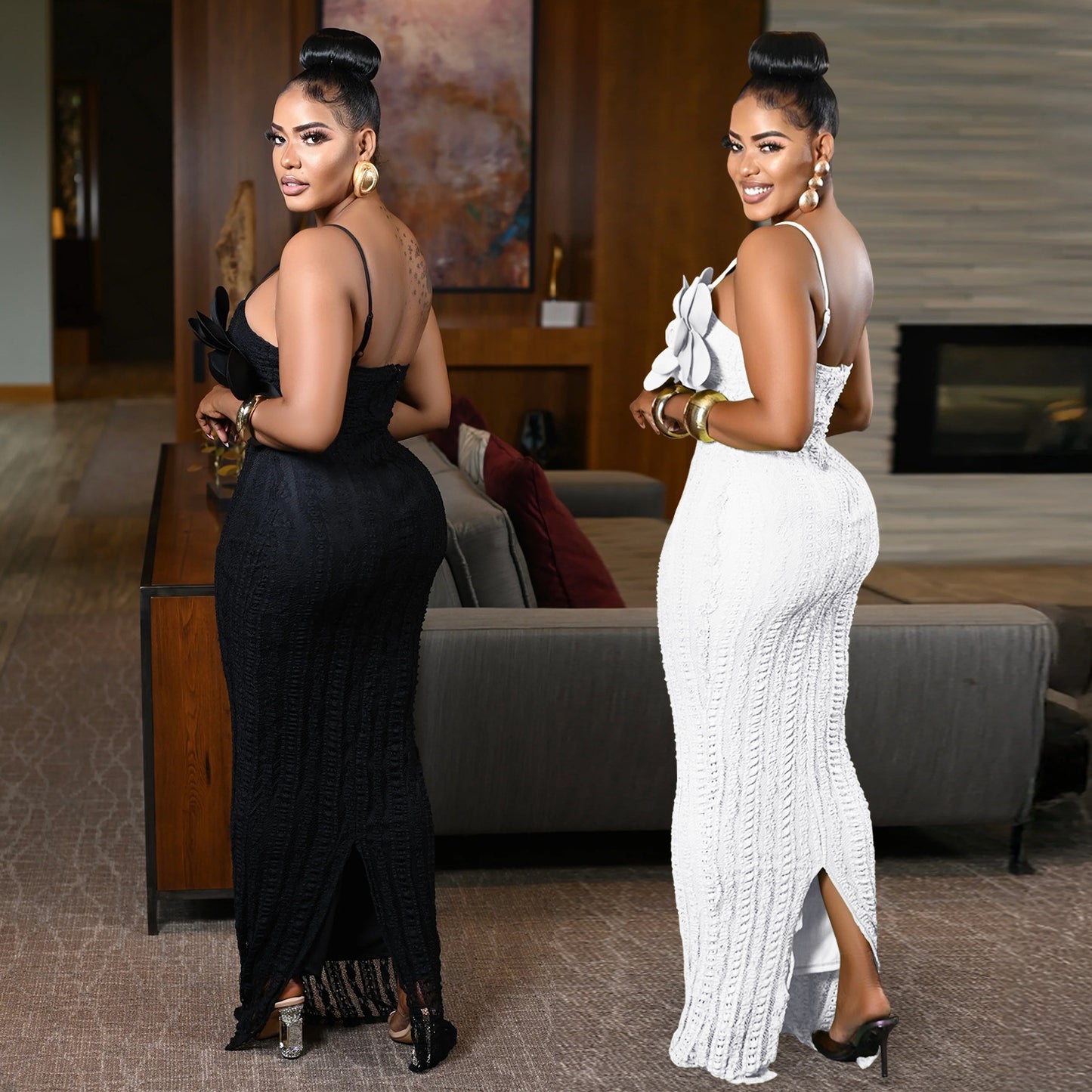 Sexy Lace Corsage Backless Sling Dress
