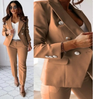 Lapel Button-down Jacket and Slim-fit Trousers